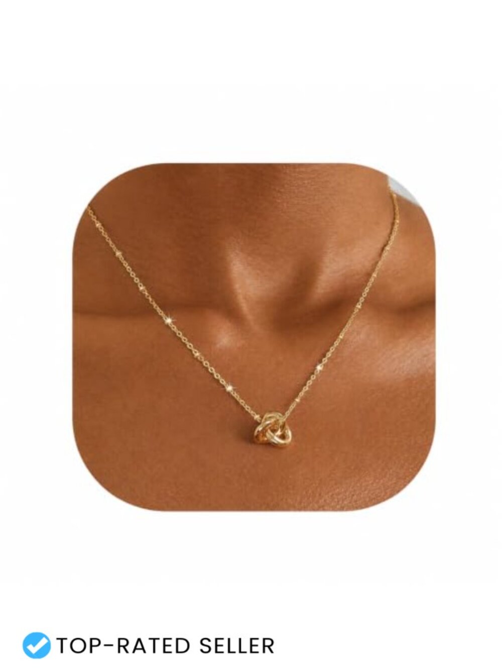 14K Gold Plated Dainty Knot Pendant Necklace for Women - Layering Gift
